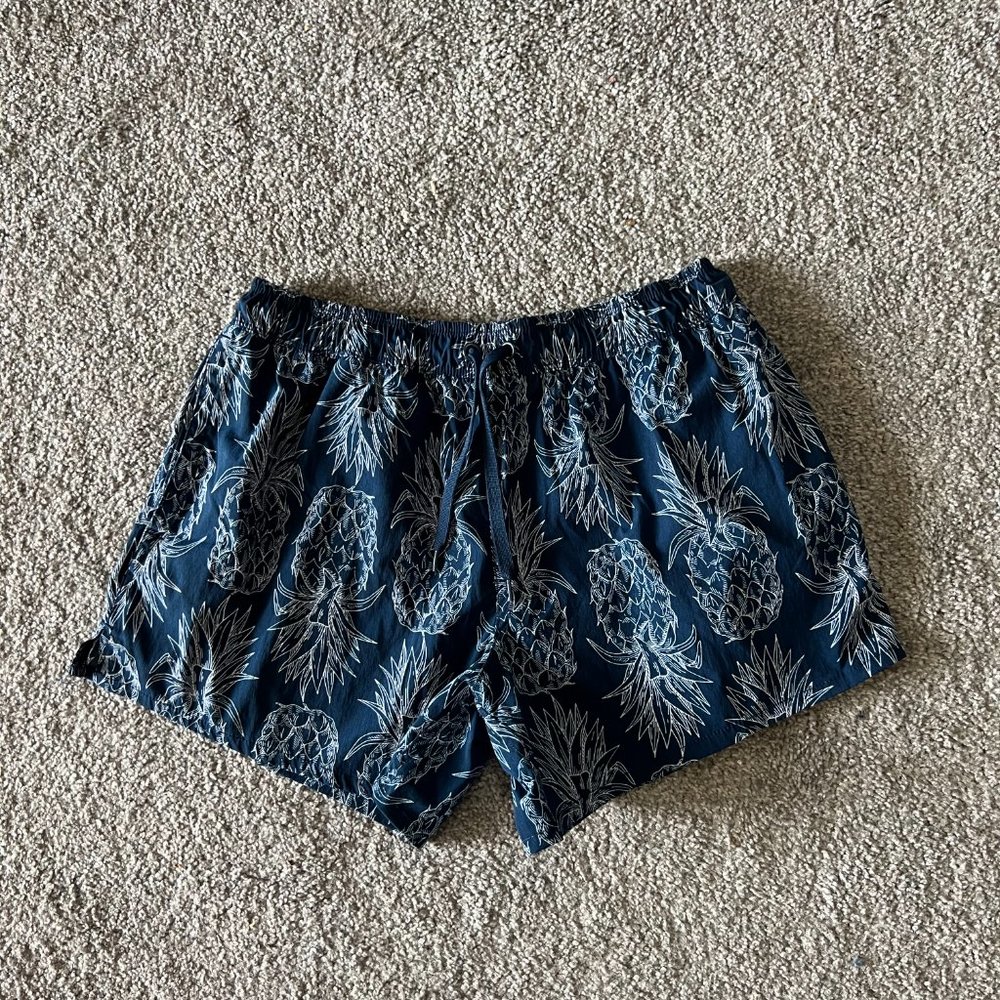Lauren James shorts womens medium blue white pineapple printed‎ pull on athletic - Picture 2 of 15